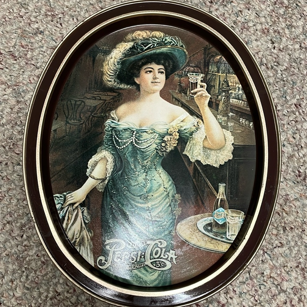Vintage Victorian Pepsi cola print tin tray